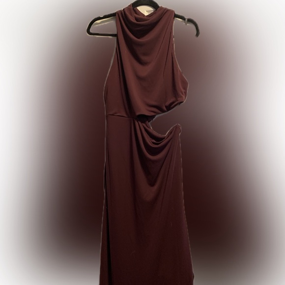 ASOS Design High-Neck Drape Cut Out Midi Dress size 12 "Plum" - Picture 6 of 14